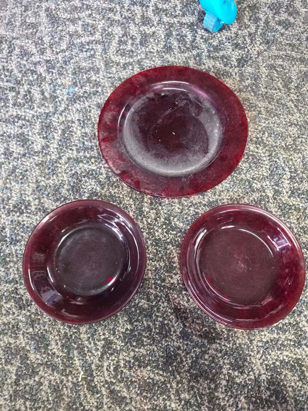 Anchor Hocking Royal Ruby Red Glass Plates Set of 3